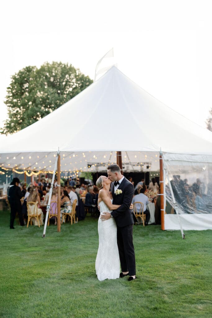 A sailcloth tent wedding on the lake in Michigan