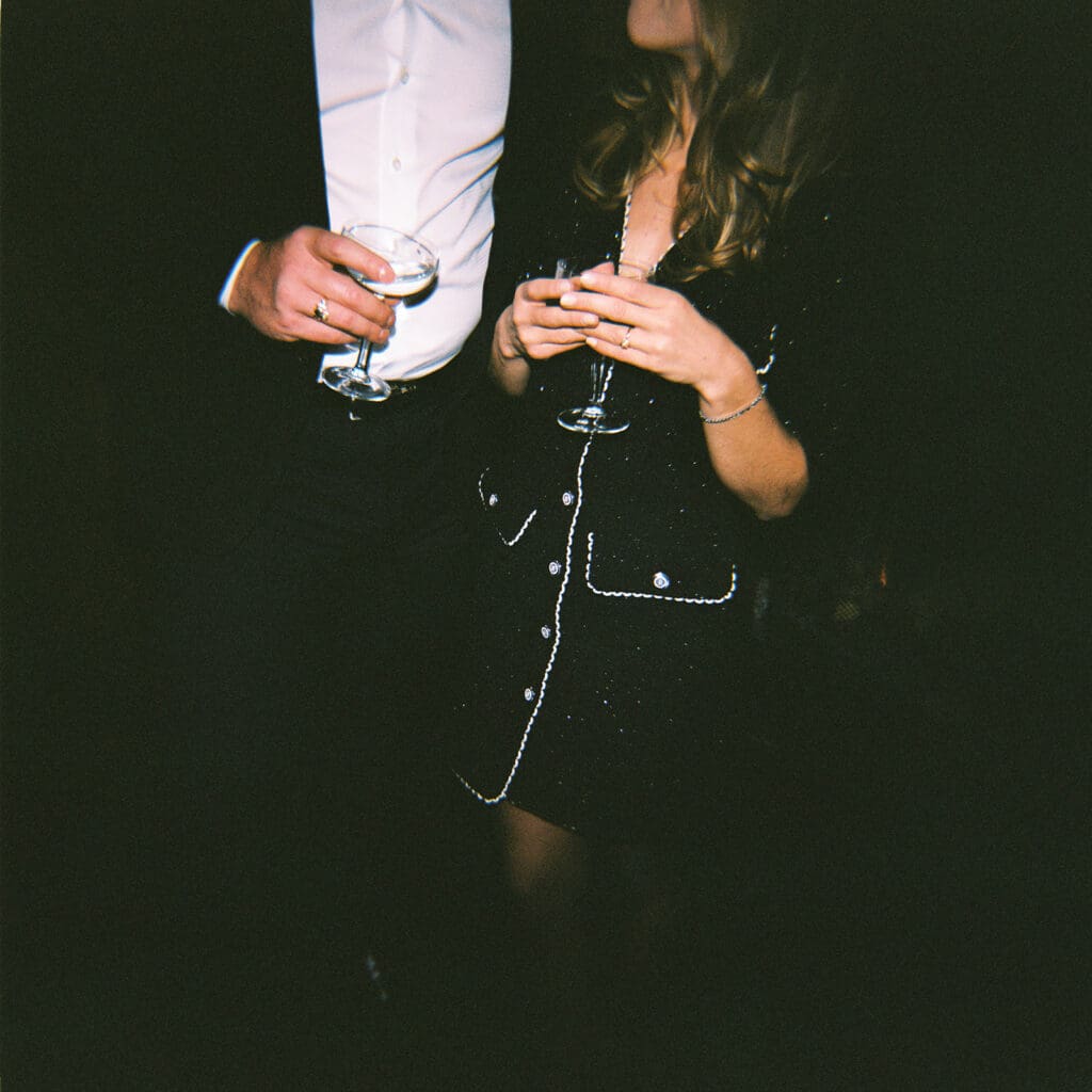 Downtown Chicago engagement photo at Pendry Chicago by Mikayla Scheibe on film