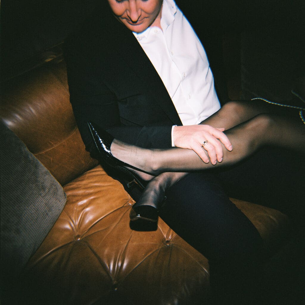 Downtown Chicago engagement photo at Pendry Chicago by Mikayla Scheibe on film