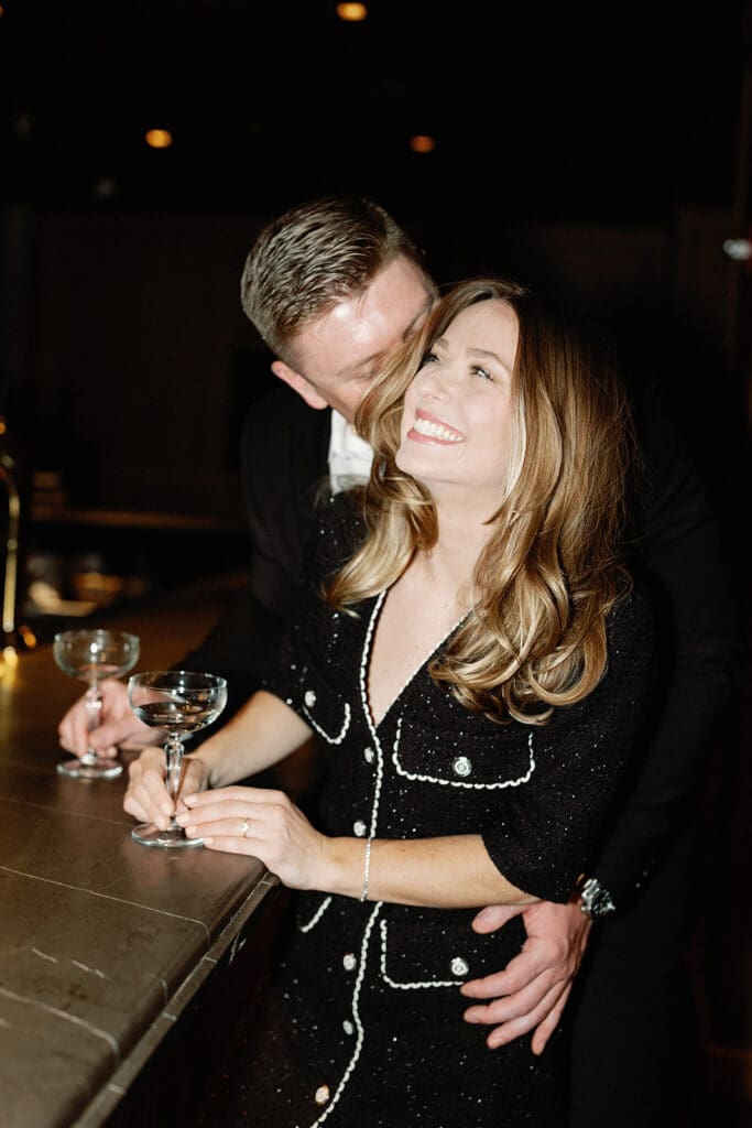 Downtown Chicago engagement photo at Pendry Chicago by Mikayla Scheibe
