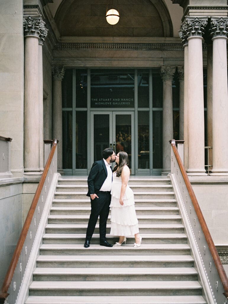 Art Institute of Chicago Engagement Photo by Mikayla Scheibe Photography on film