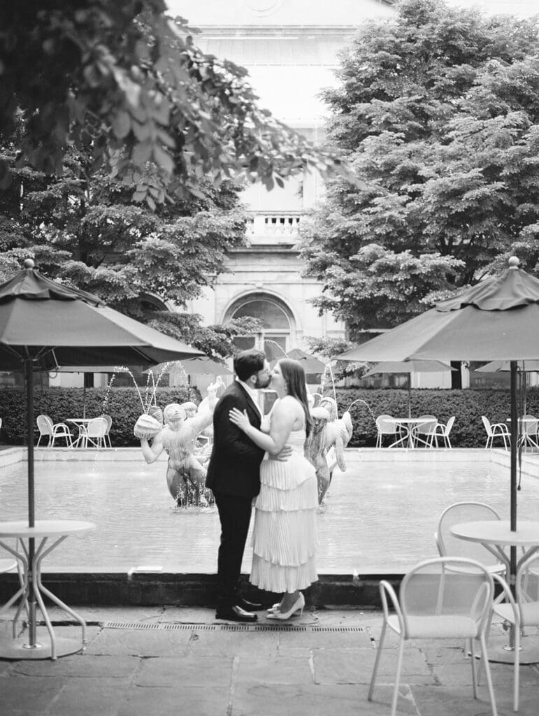 Art Institute of Chicago Engagement Photo by Mikayla Scheibe Photography on film