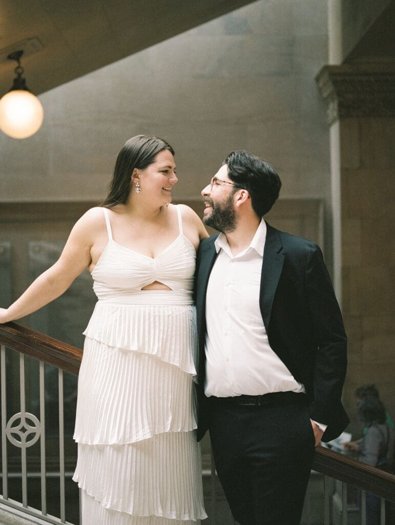 Art Institute of Chicago Engagement Photo by Mikayla Scheibe Photography on film