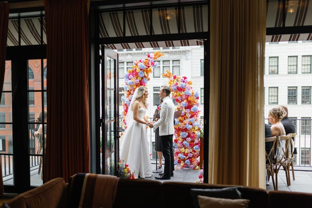 Shinola Hotel wedding ceremony captured by Mikayla Scheibe Photography