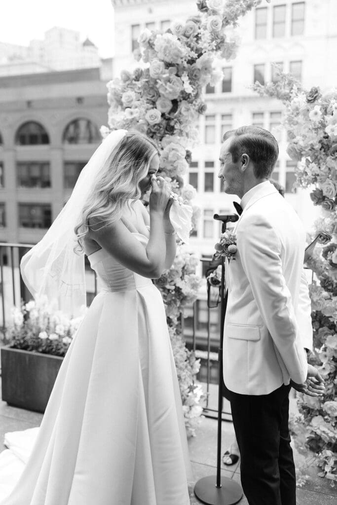 Shinola Hotel wedding ceremony captured by Mikayla Scheibe Photography