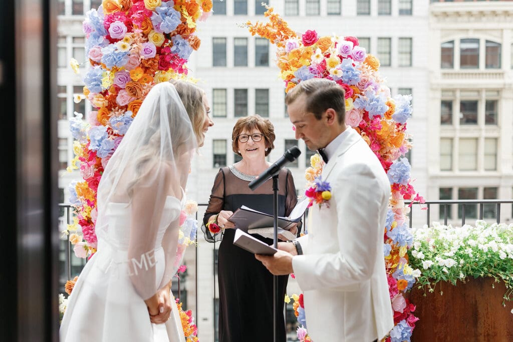 Shinola Hotel wedding ceremony captured by Mikayla Scheibe Photography