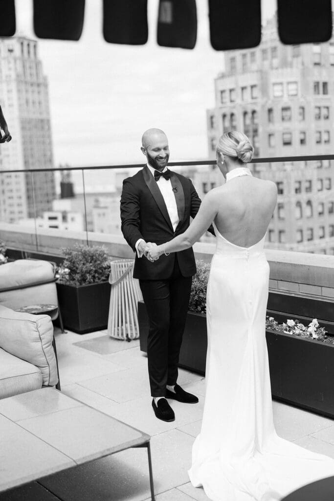 Bride and groom portraits at Book Tower Detroit
