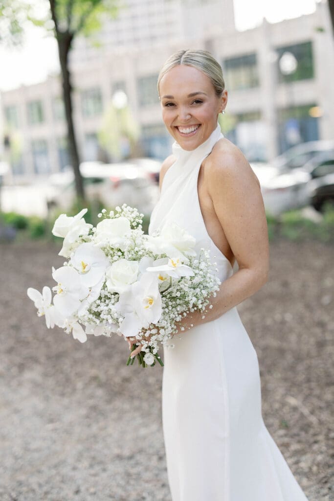 Bride and groom portraits at Book Tower Detroit
