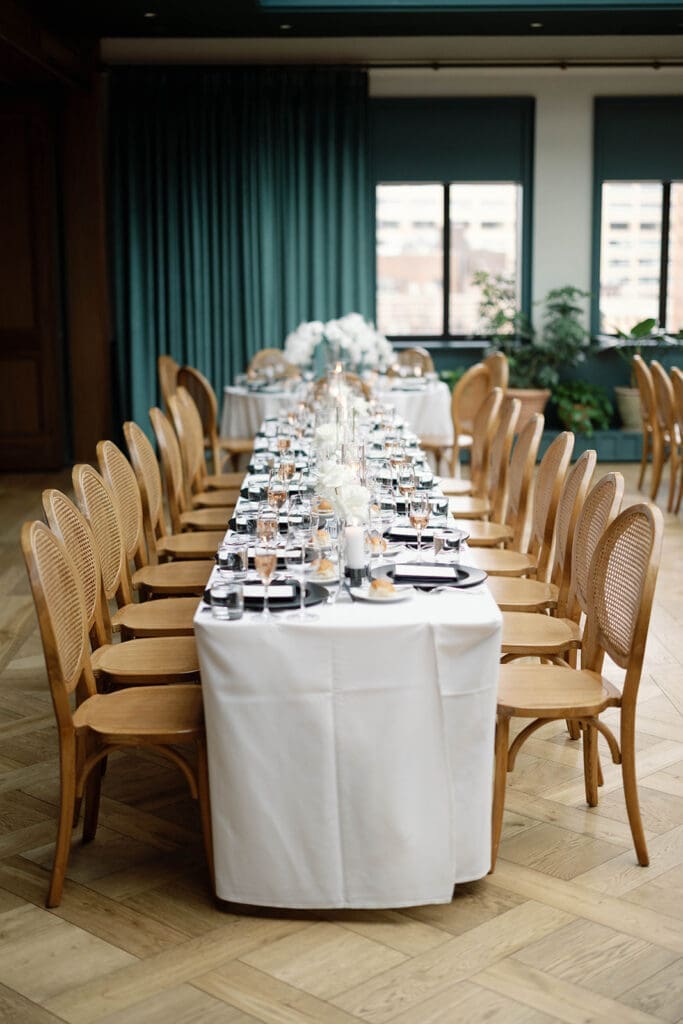 xMinimalist Book Tower wedding reception with candlelight